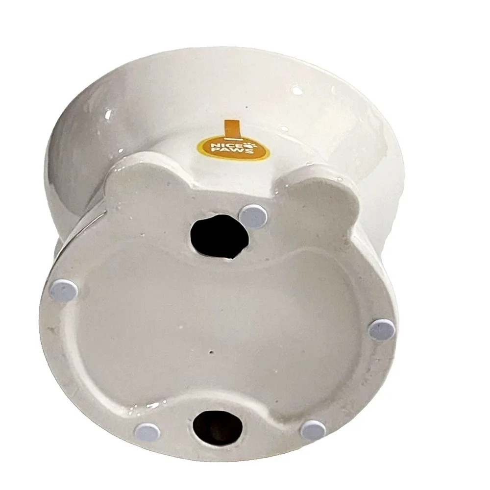 Nice Paws Ceramic Tilted And Elevated‎ Kitty Cat Food Bowl White 4